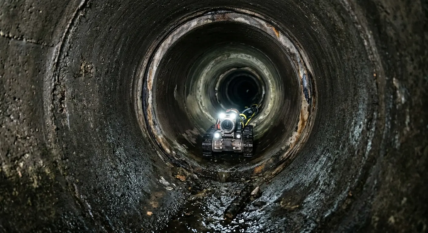 Robotic sewer camera inspecting pipe interior for Drain Snake Service in Dorr